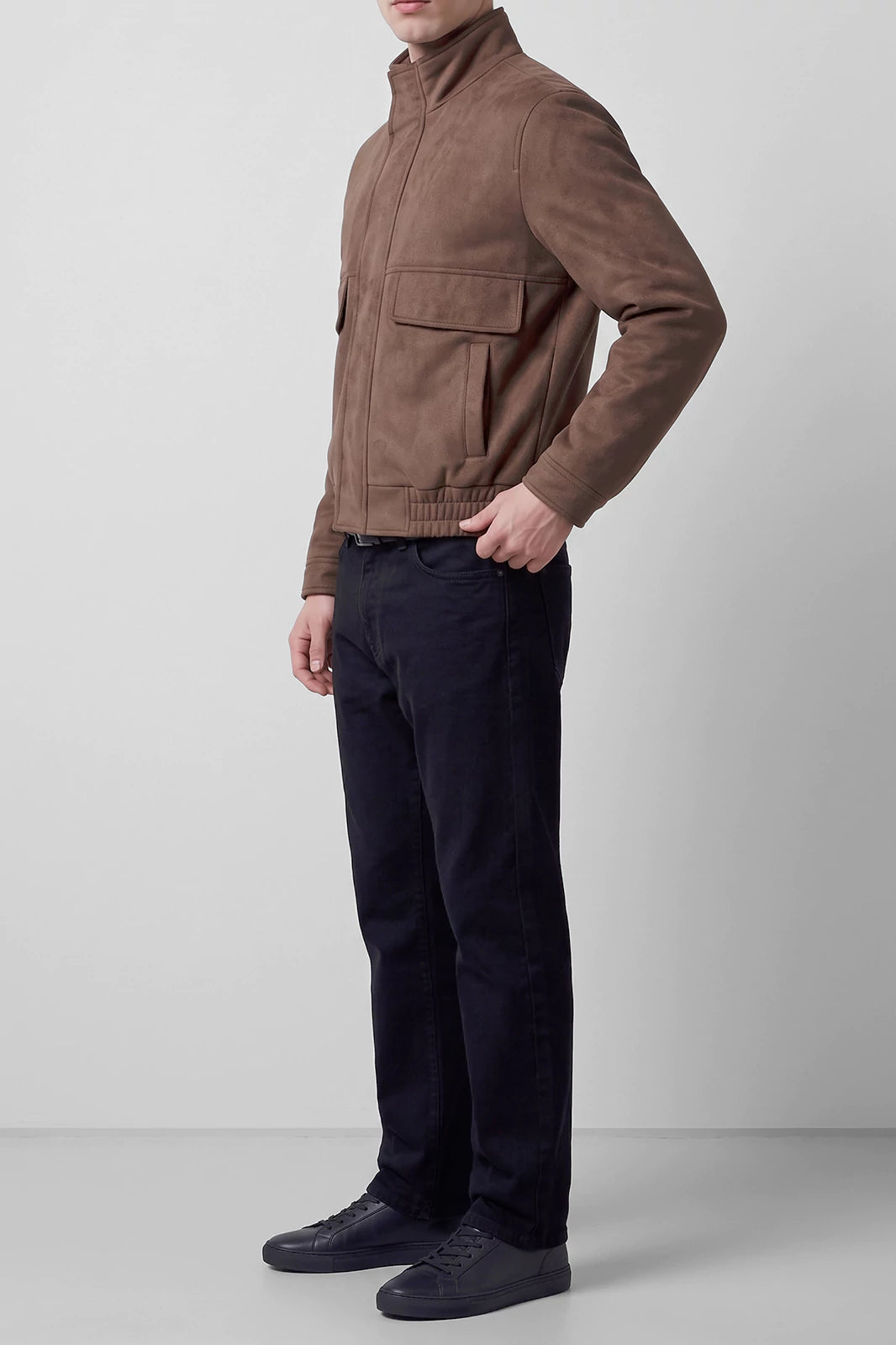 Mock Neck Suede Jacket