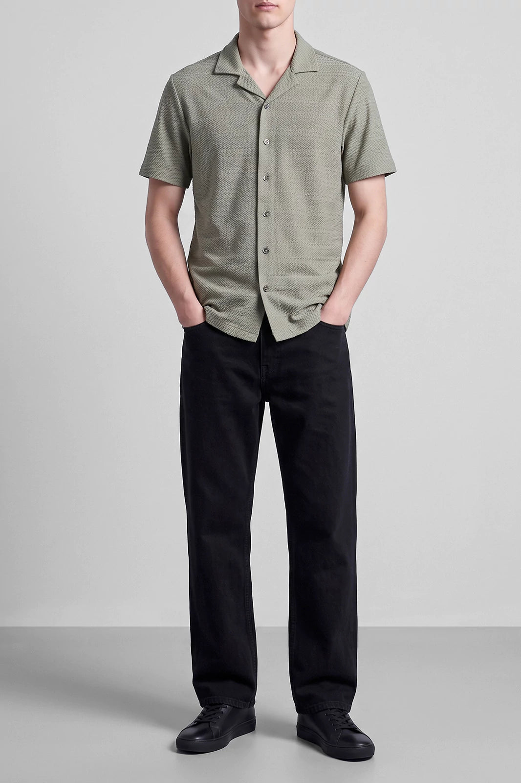 Cuban Collar Textured Shirt