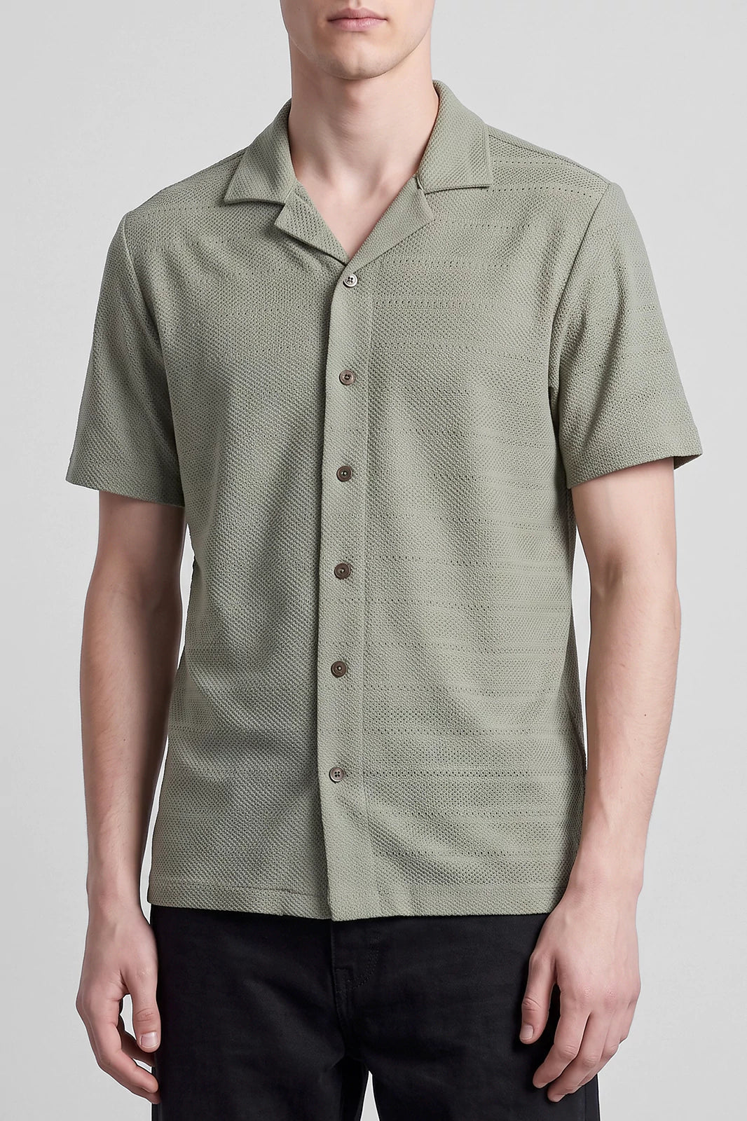 Cuban Collar Textured Shirt