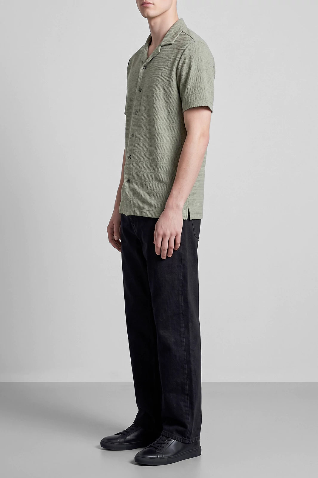 Cuban Collar Textured Shirt