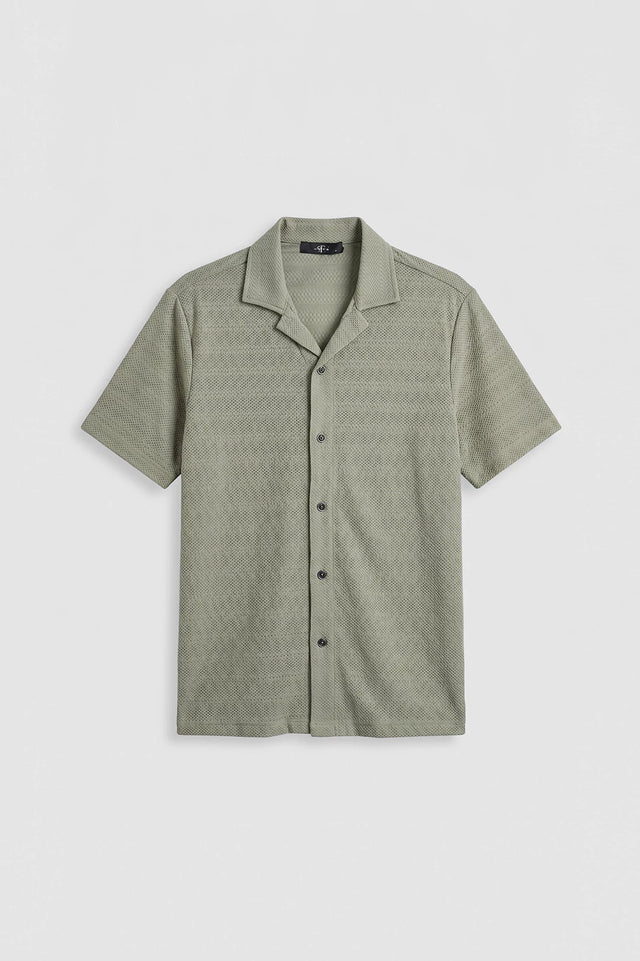 Cuban Collar Textured Shirt