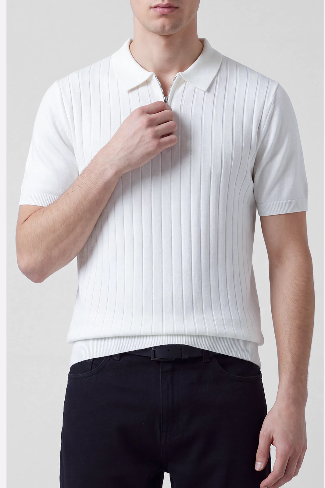 Zipper Textured Polo