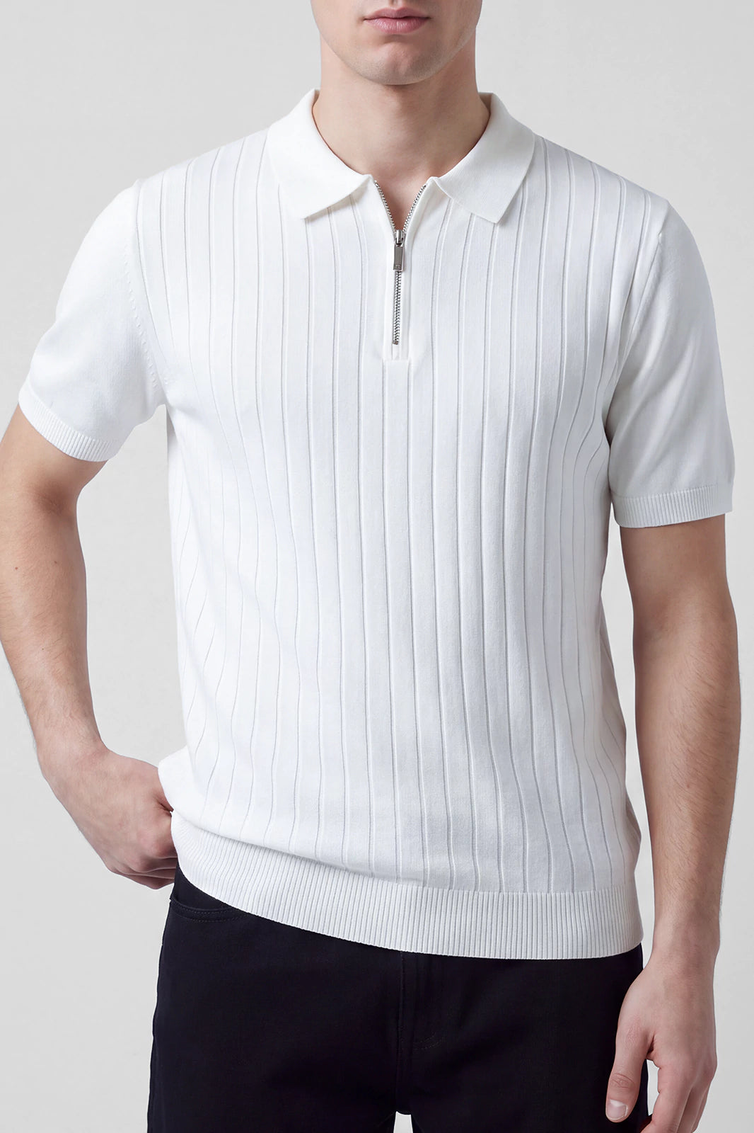 Zipper Textured Polo