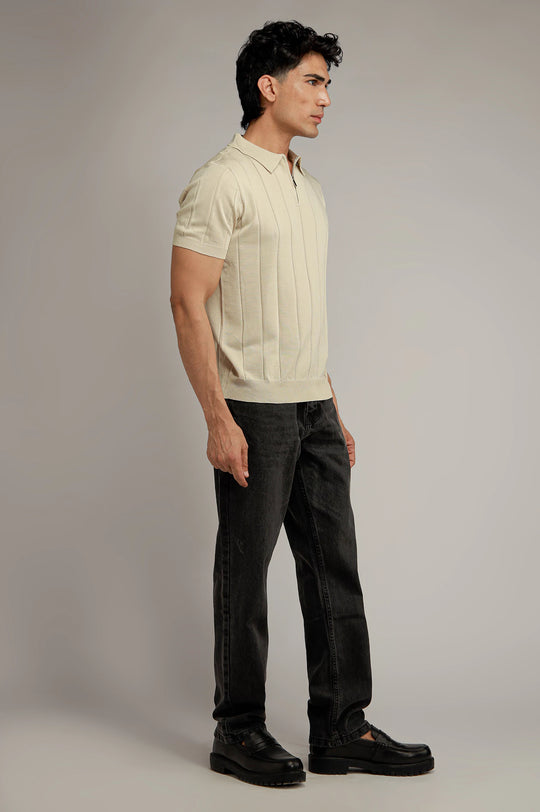 Zipper Textured Polo