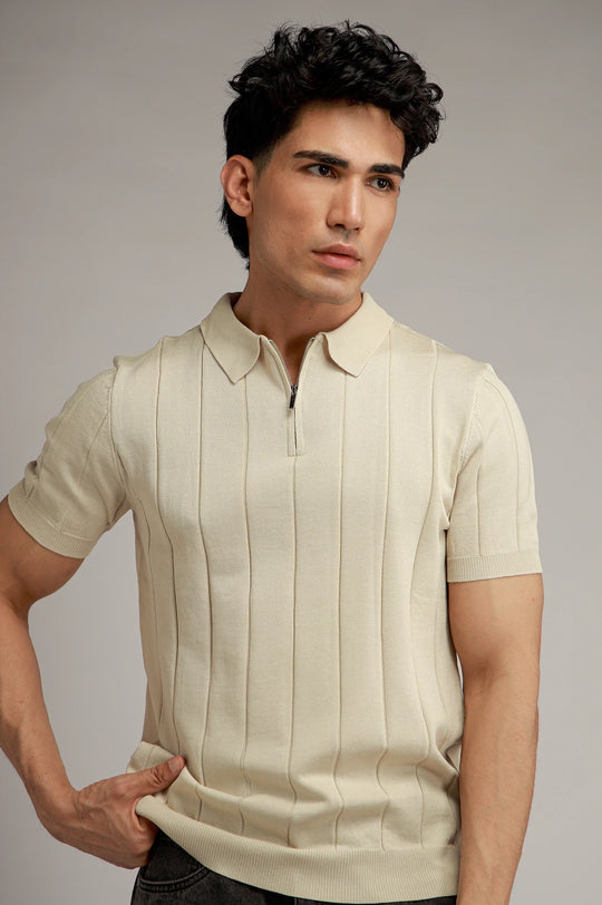 Zipper Textured Polo