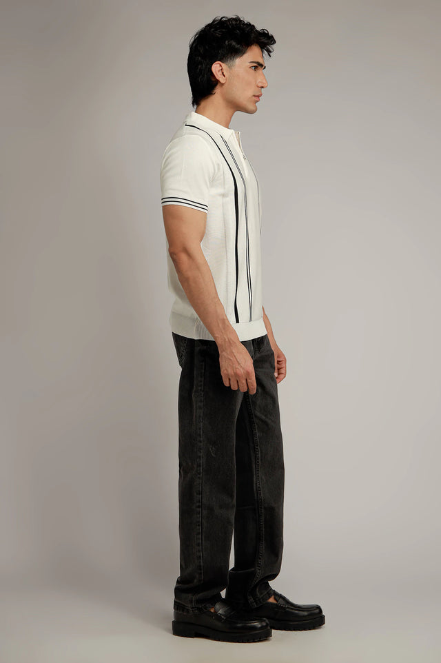 Zipper Textured Polo