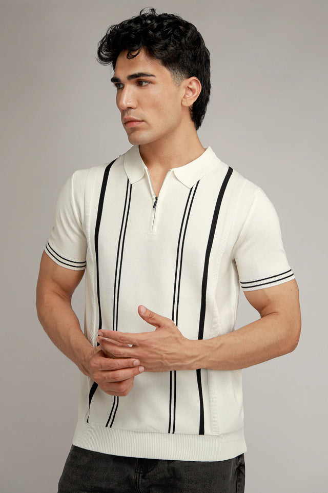 Zipper Textured Polo