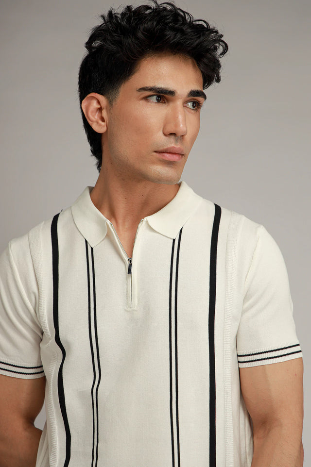 Zipper Textured Polo