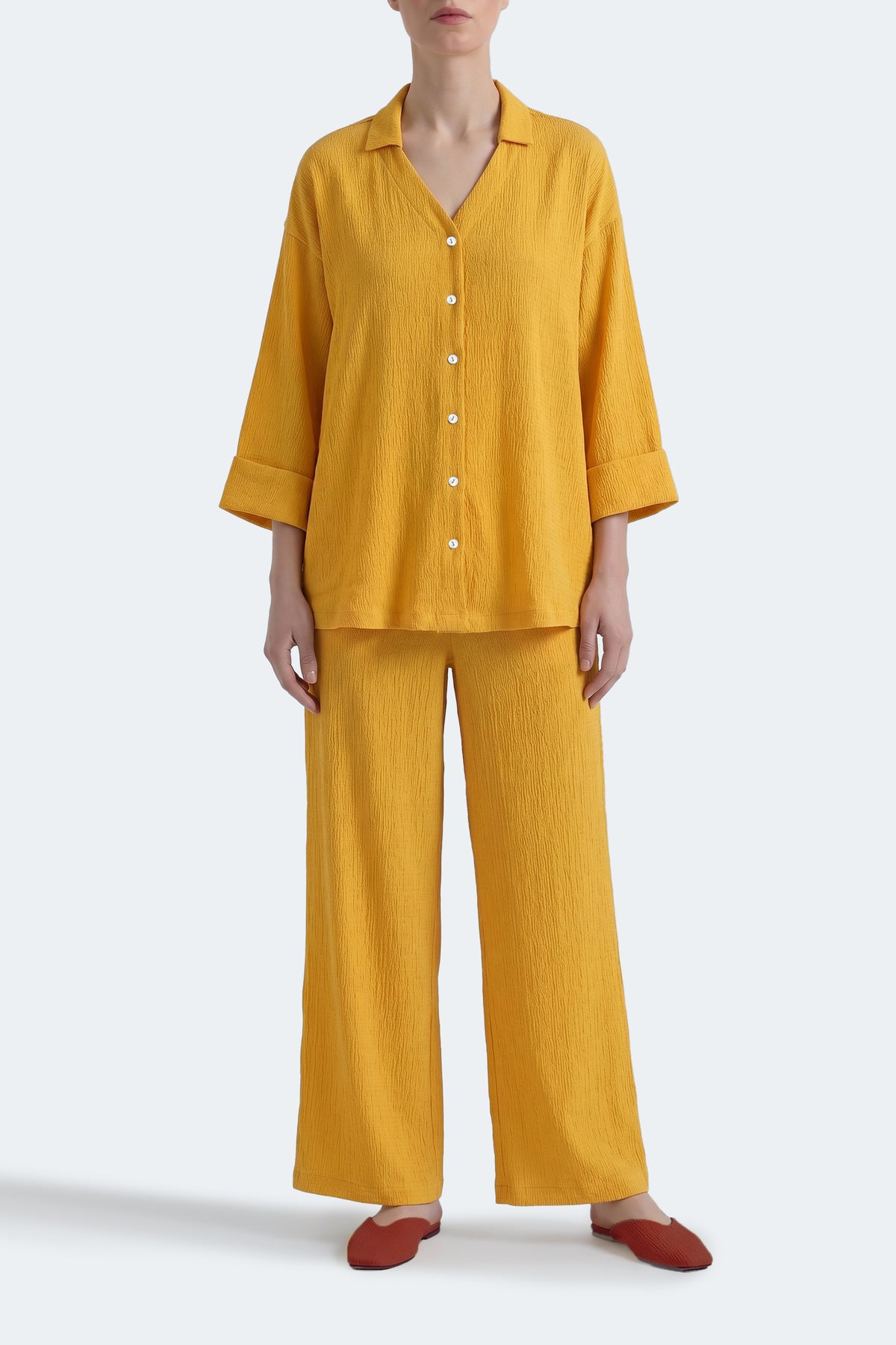 V-Neck Button-Down Co-Ord Set
