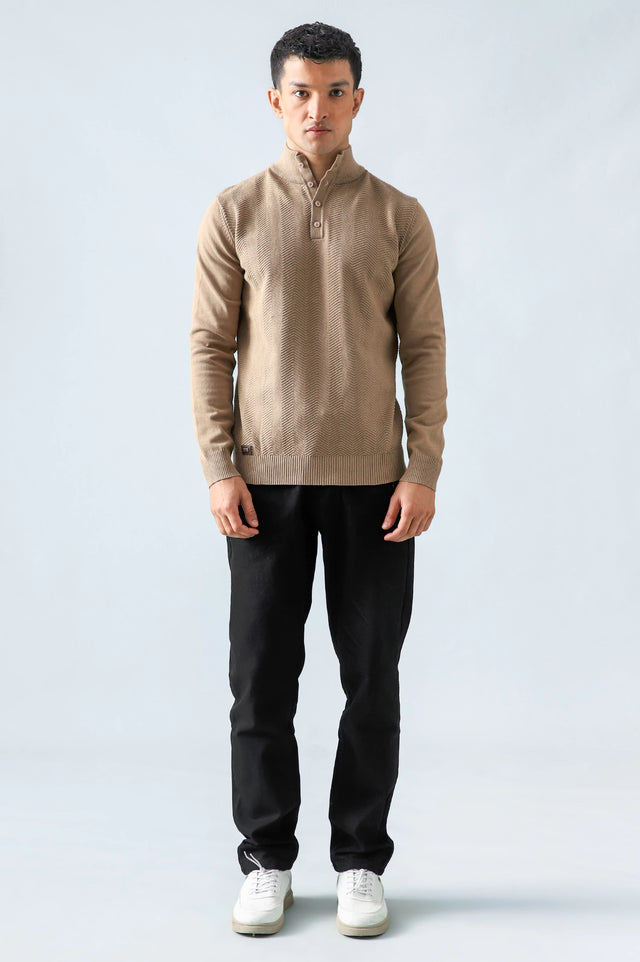 Mock Neck Textured Sweater