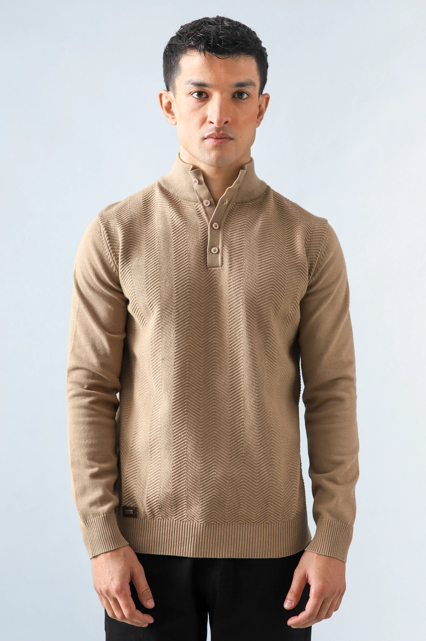 Mock Neck Textured Sweater