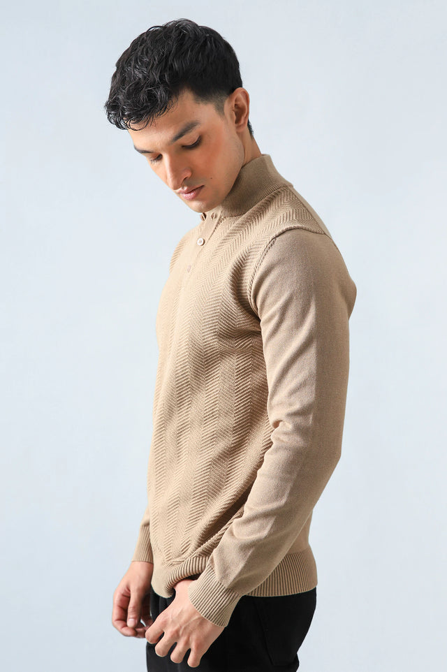 Mock Neck Textured Sweater