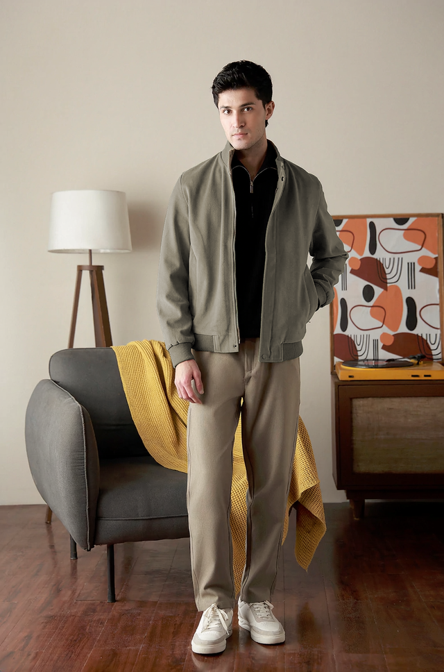 Mock Neck Suede Jacket