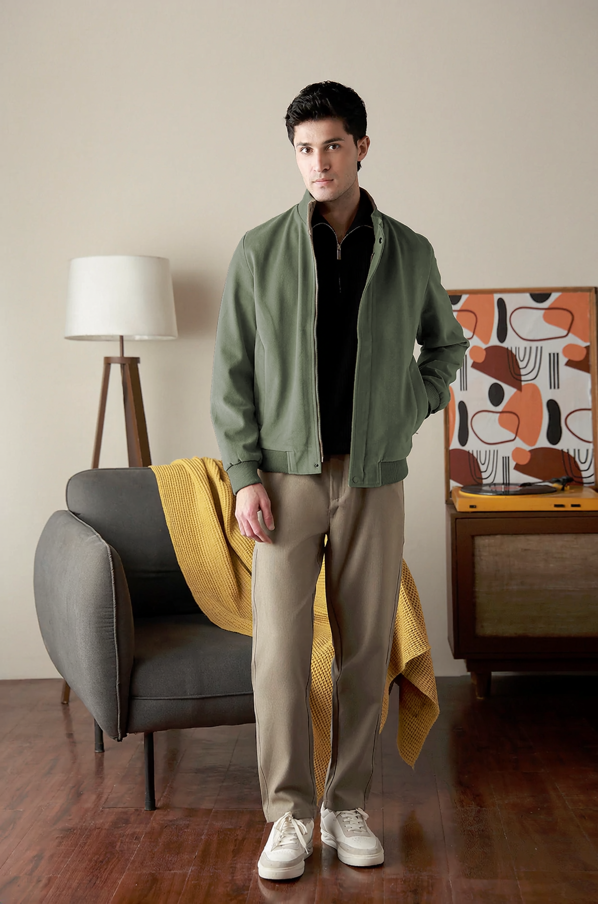 Mock Neck Suede Jacket