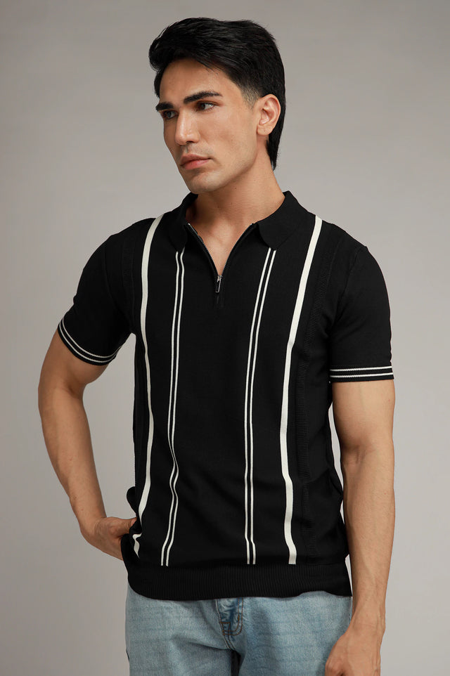 Zipper Textured Polo