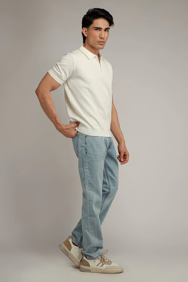 Zipper Textured Polo