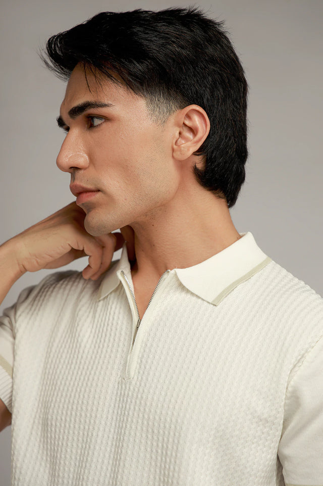 Zipper Textured Polo