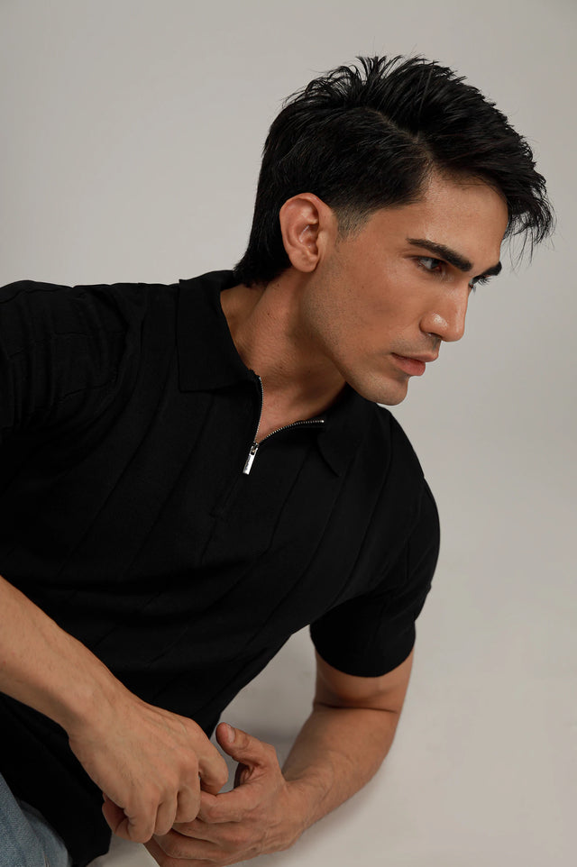 Zipper Textured Polo