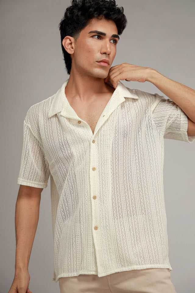 Cuban Collar Knitted Shirt