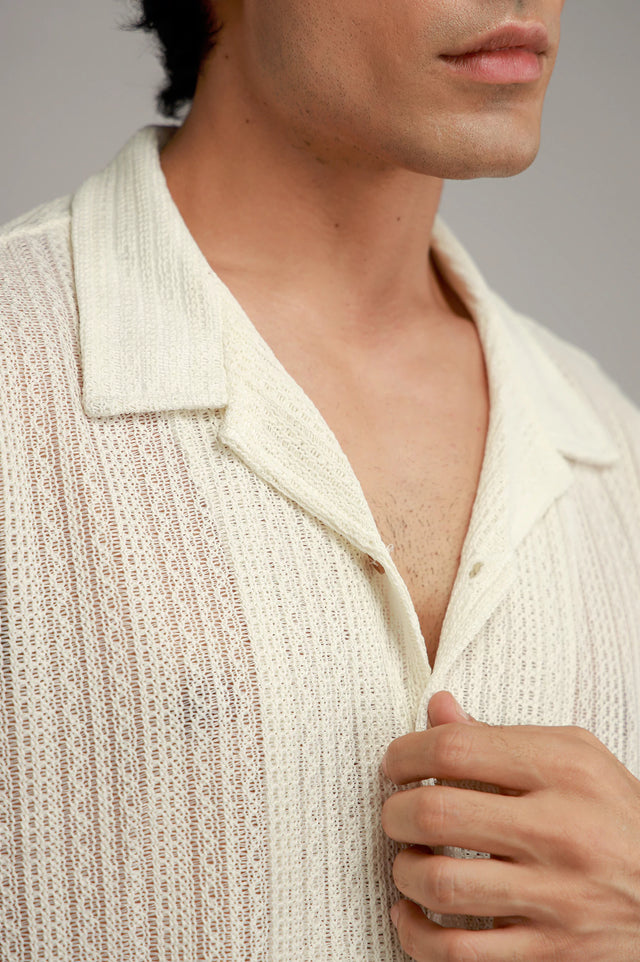 Cuban Collar Knitted Shirt
