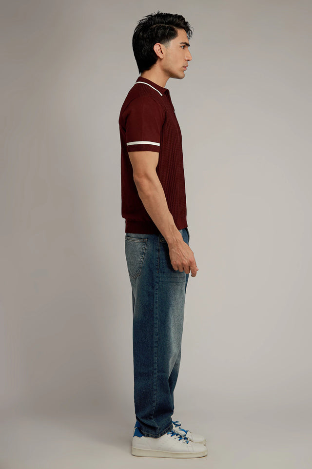 Zipper Textured Polo