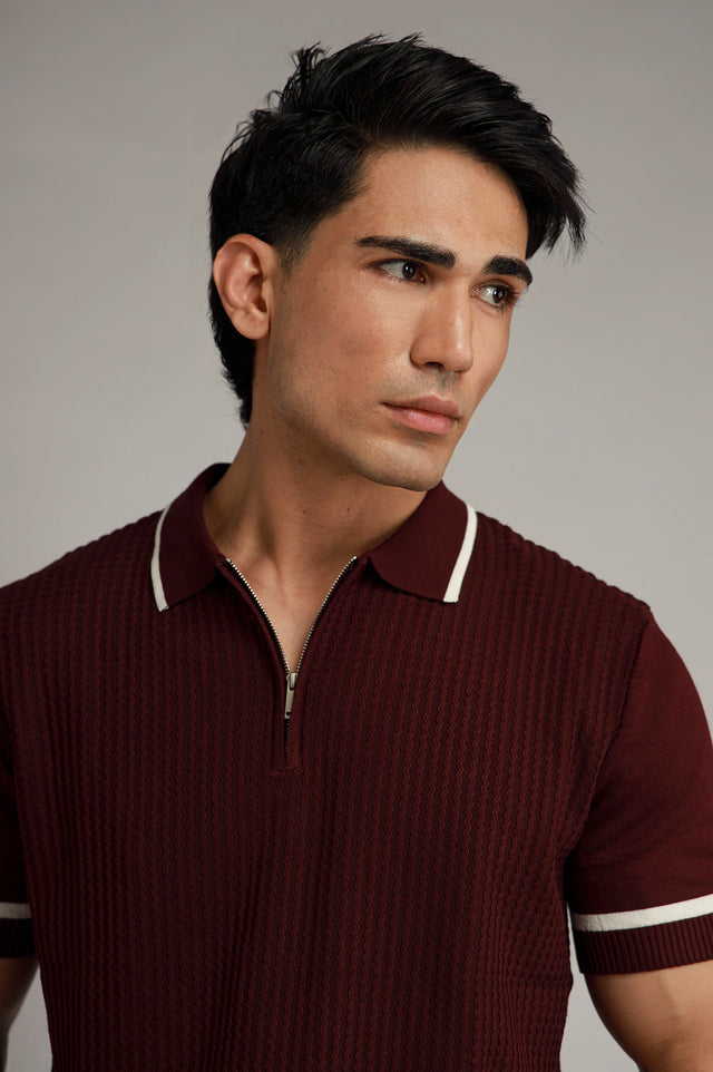 Zipper Textured Polo