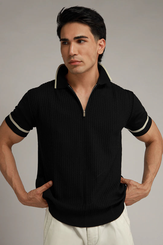 Zipper Textured Polo