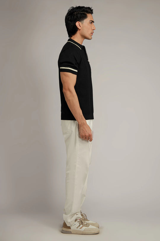 Zipper Textured Polo