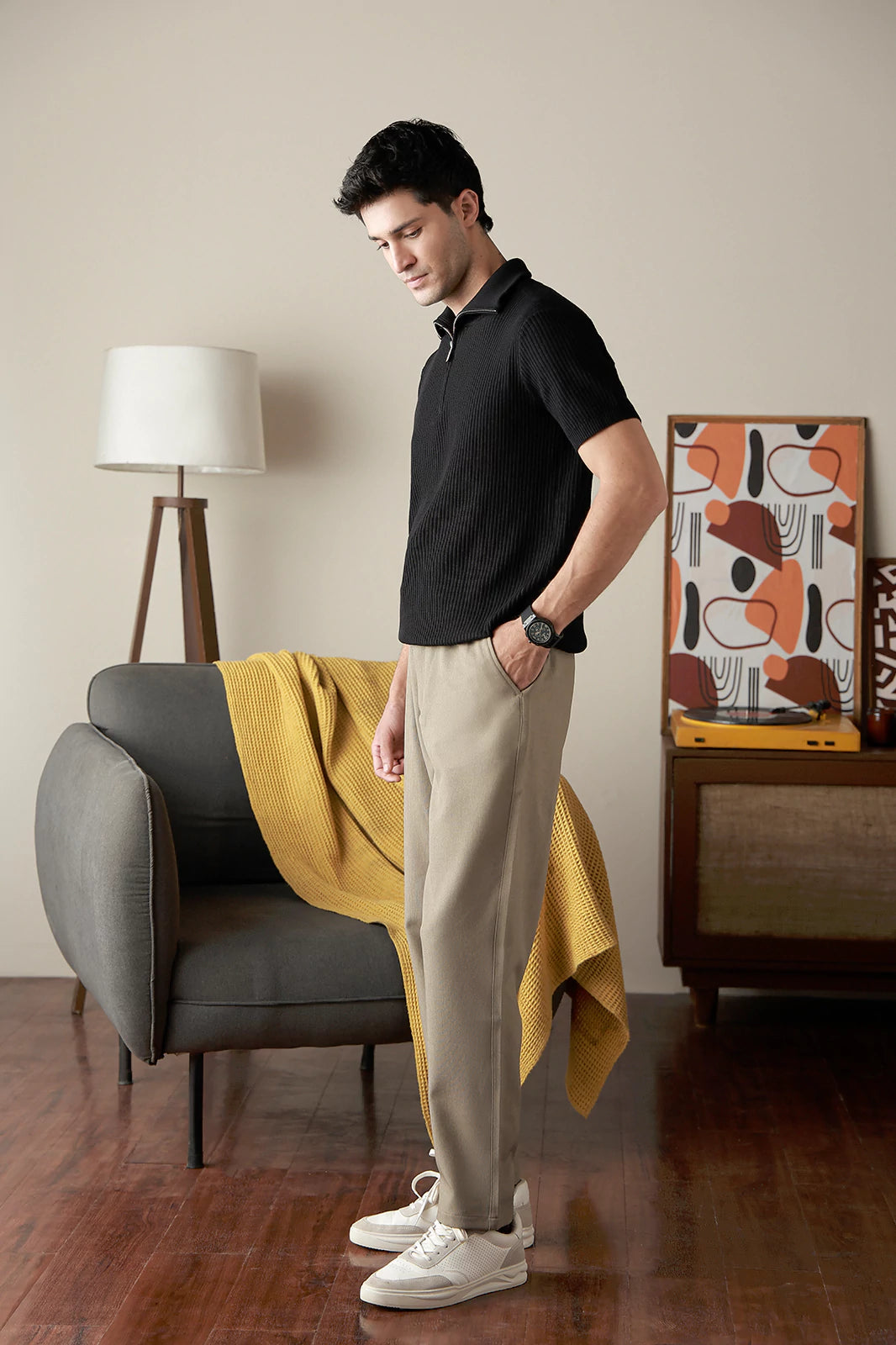 Zipper Textured Polo