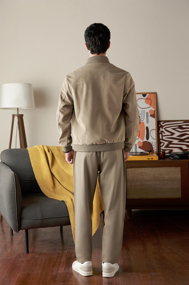 Mock Neck Suede Jacket