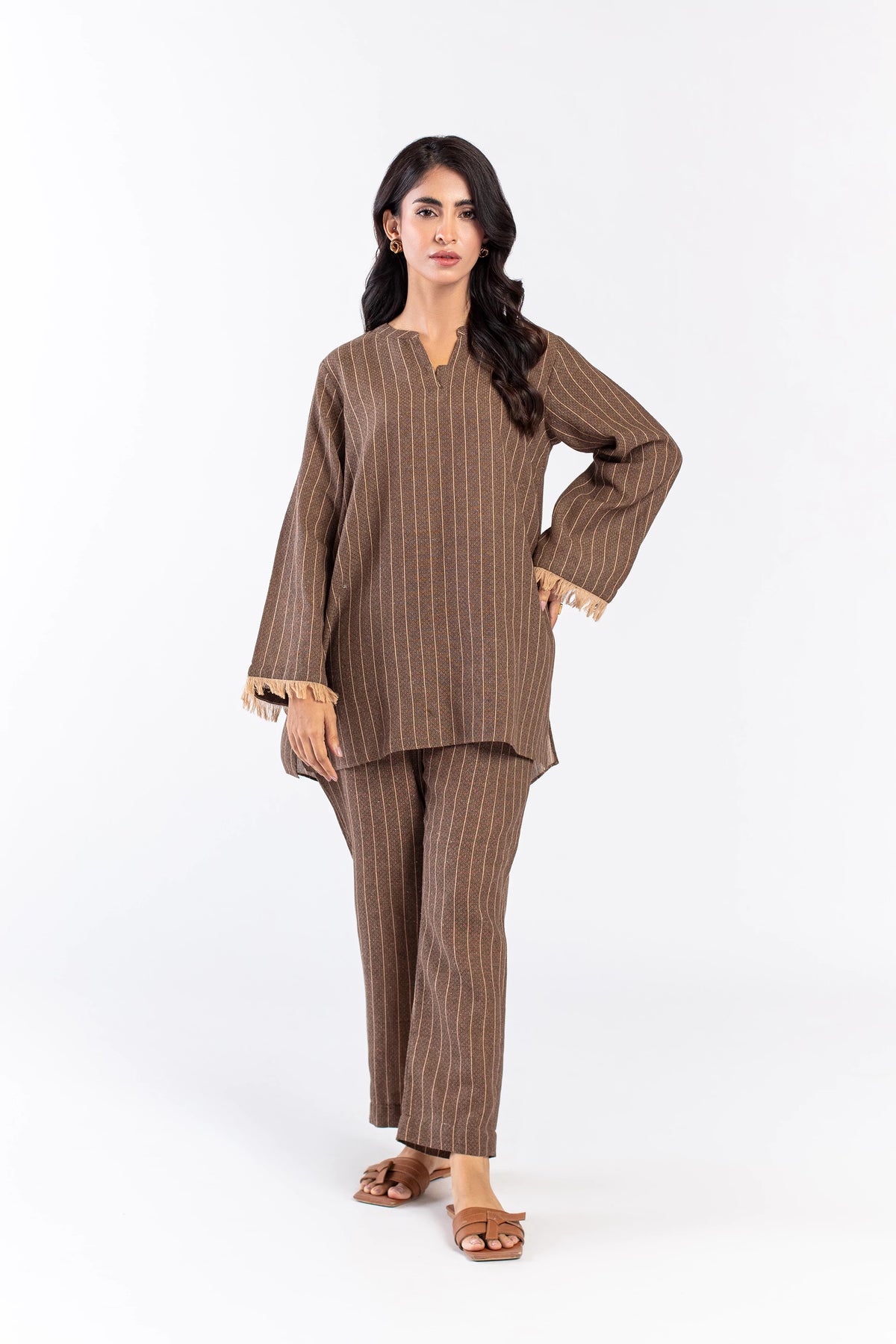 Brown Striped Co Ord Set - 9figure