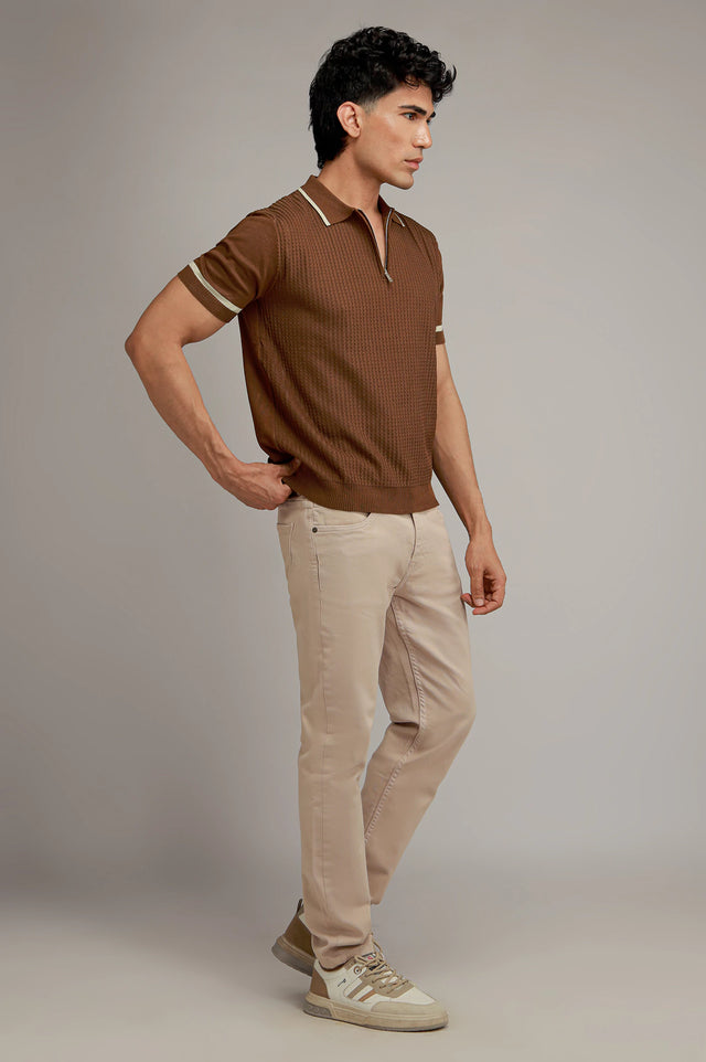 Zipper Textured Polo