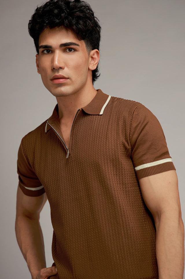 Zipper Textured Polo