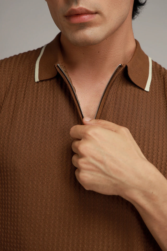 Zipper Textured Polo