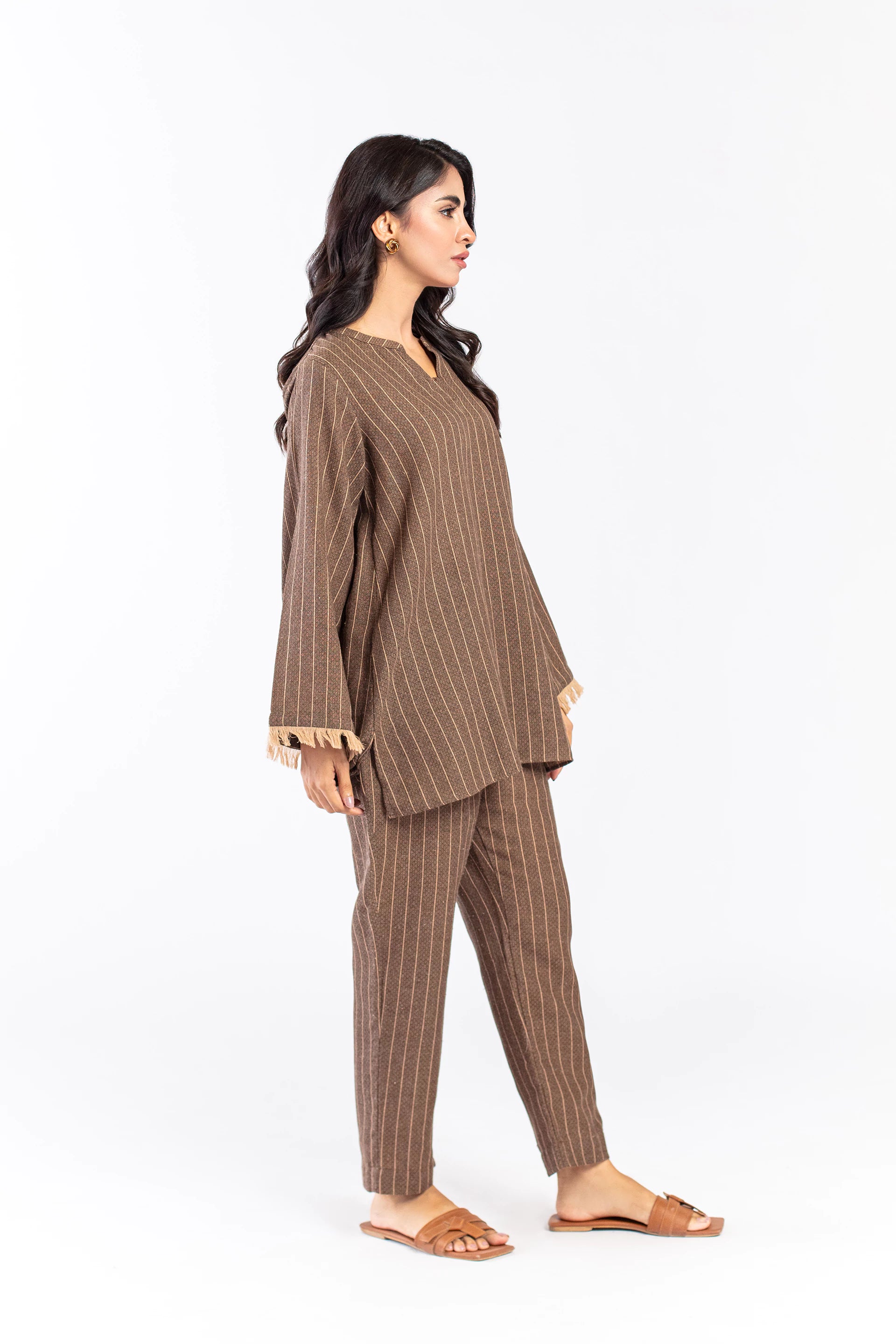 Brown Striped Co Ord Set - 9figure