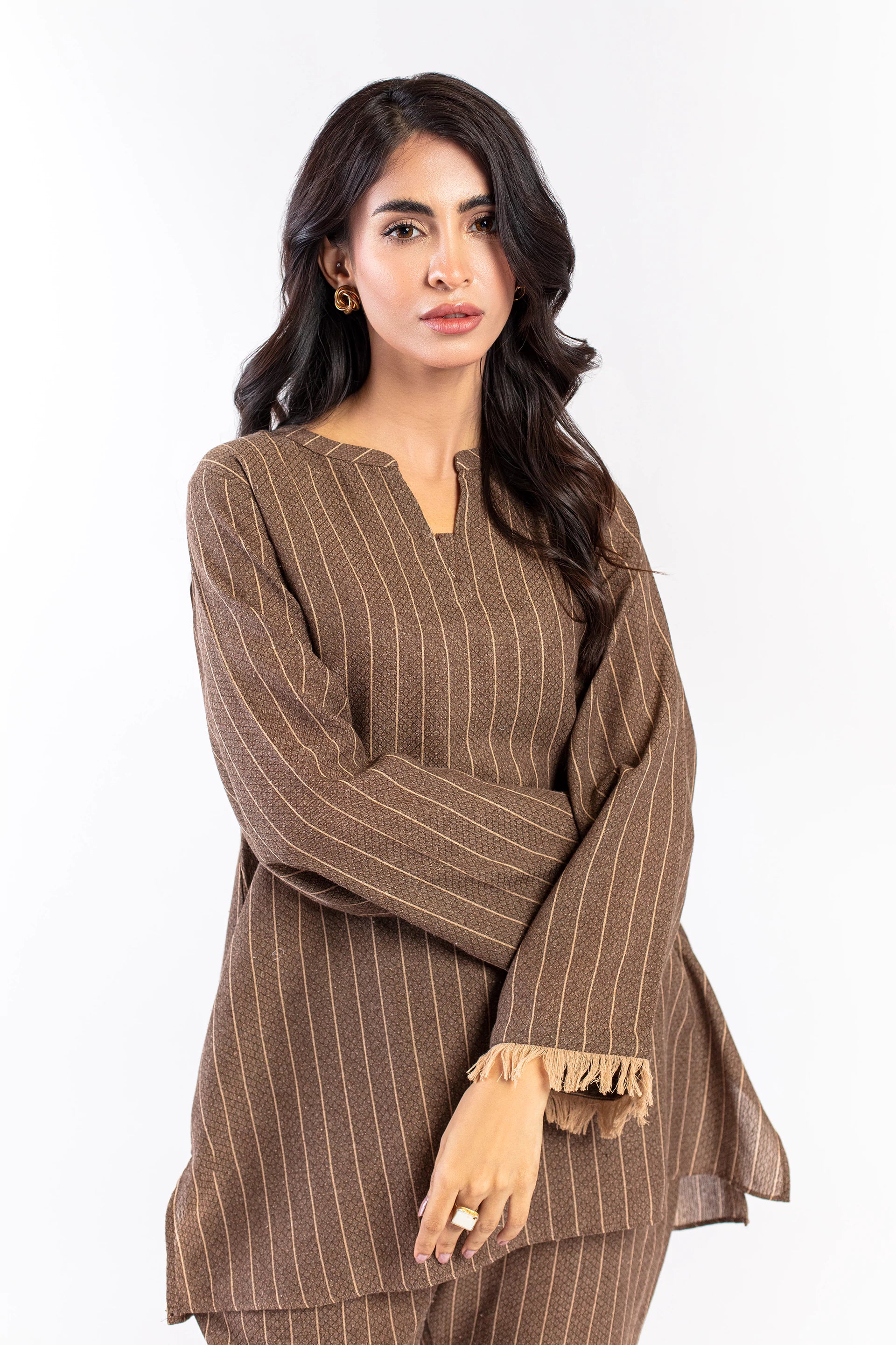 Brown Striped Co Ord Set - 9figure