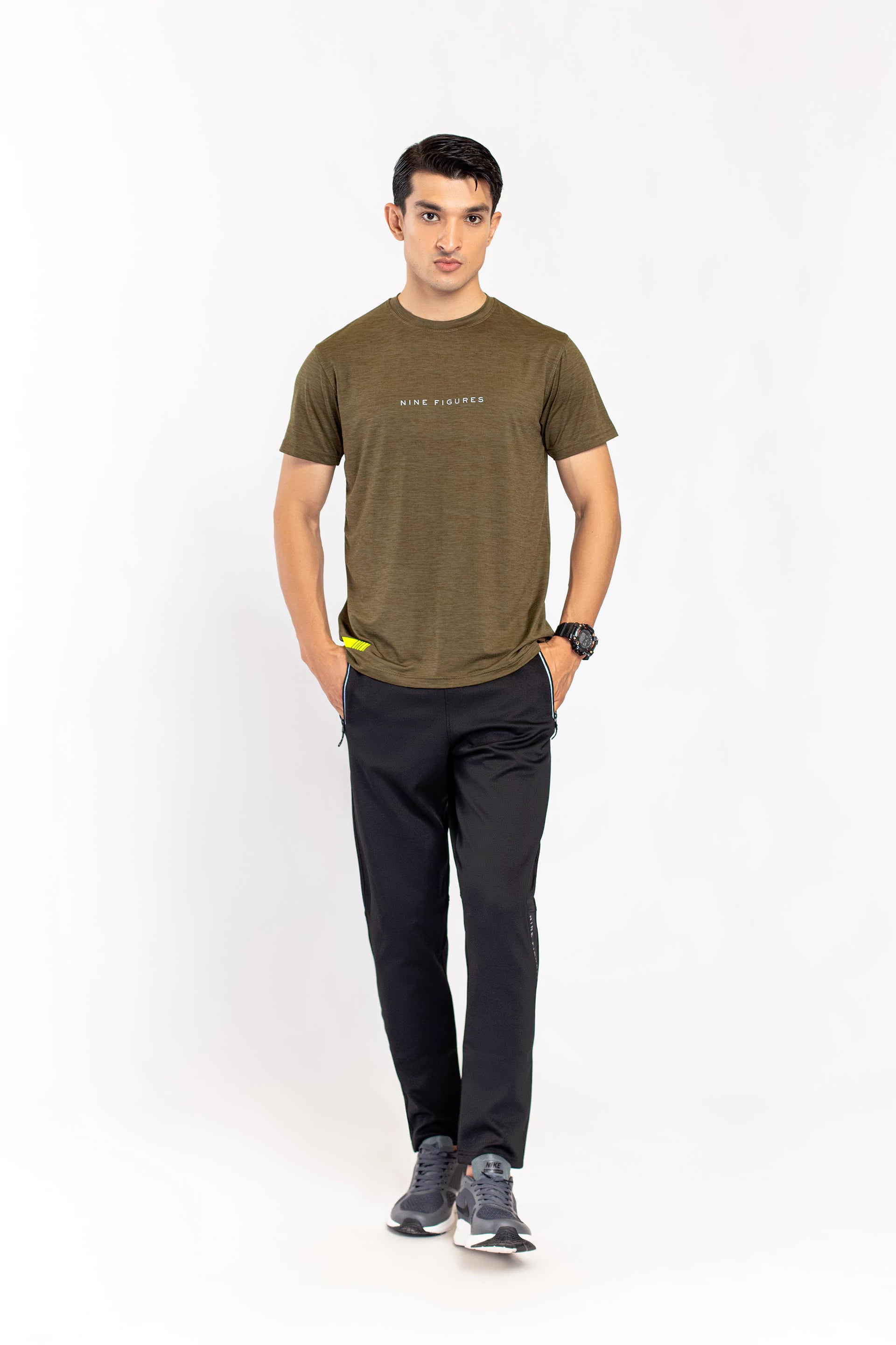 Army Green Melange T-Shirt - 9figure