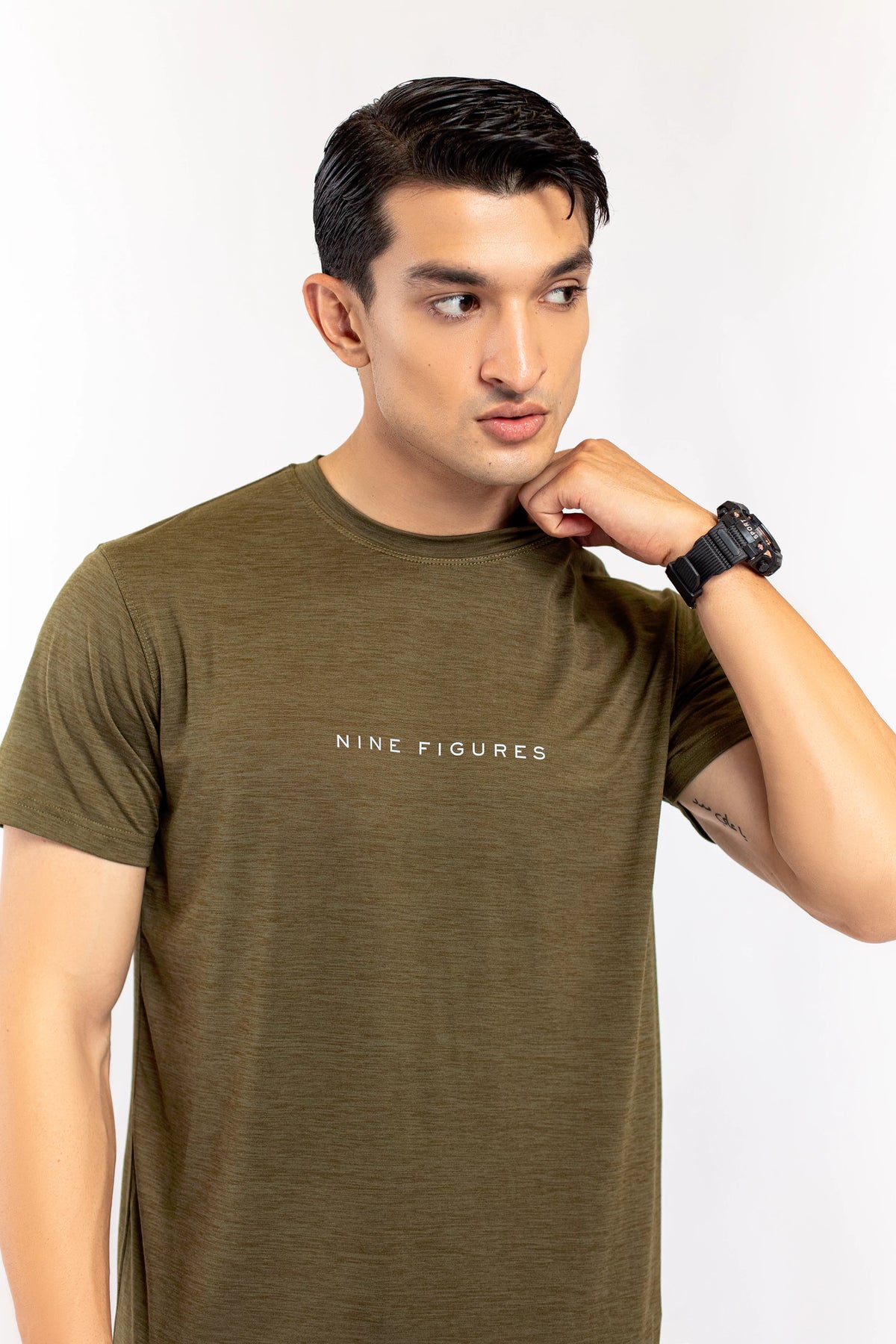 Army Green Melange T-Shirt - 9figure