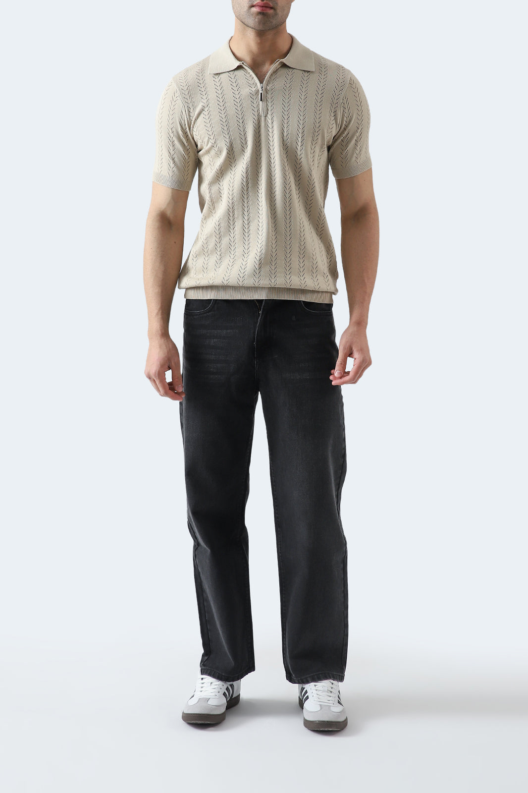 Zipper Textured Polo