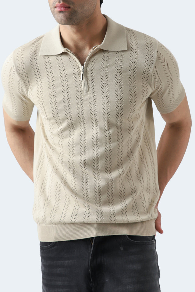 Zipper Textured Polo