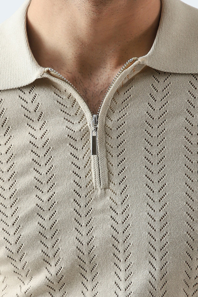 Zipper Textured Polo