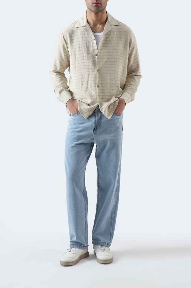 Cuban Collar Striped Shirt