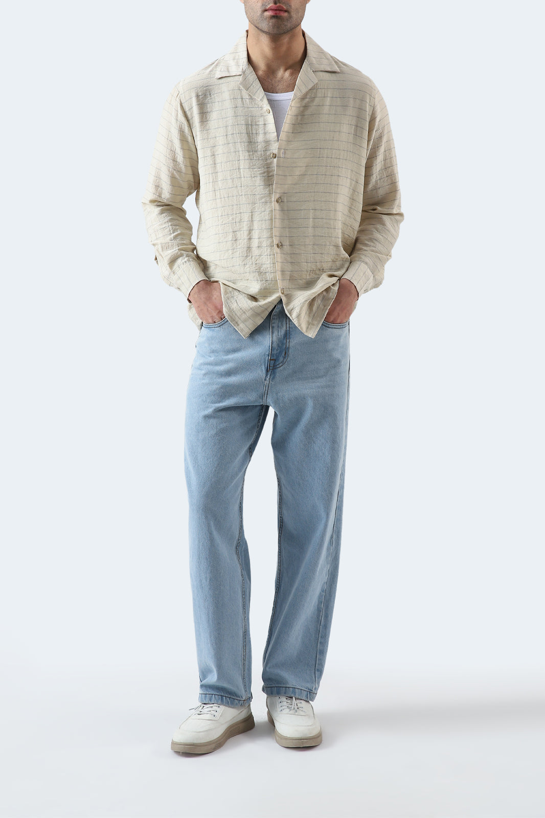 Cuban Collar Striped Shirt