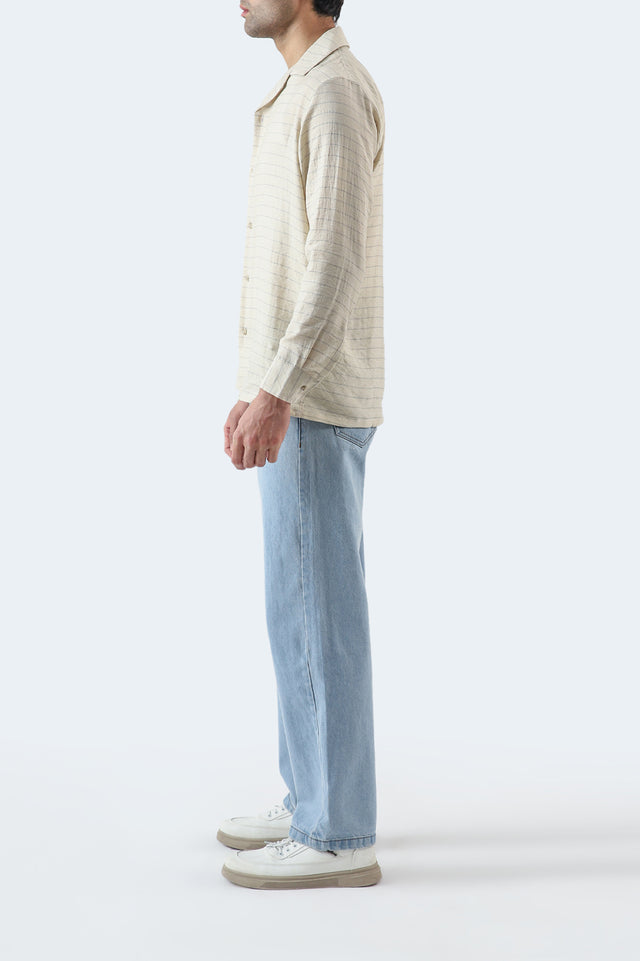 Cuban Collar Striped Shirt