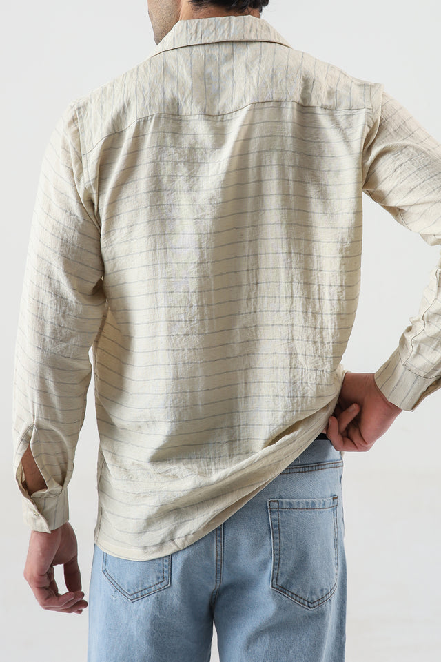 Cuban Collar Striped Shirt
