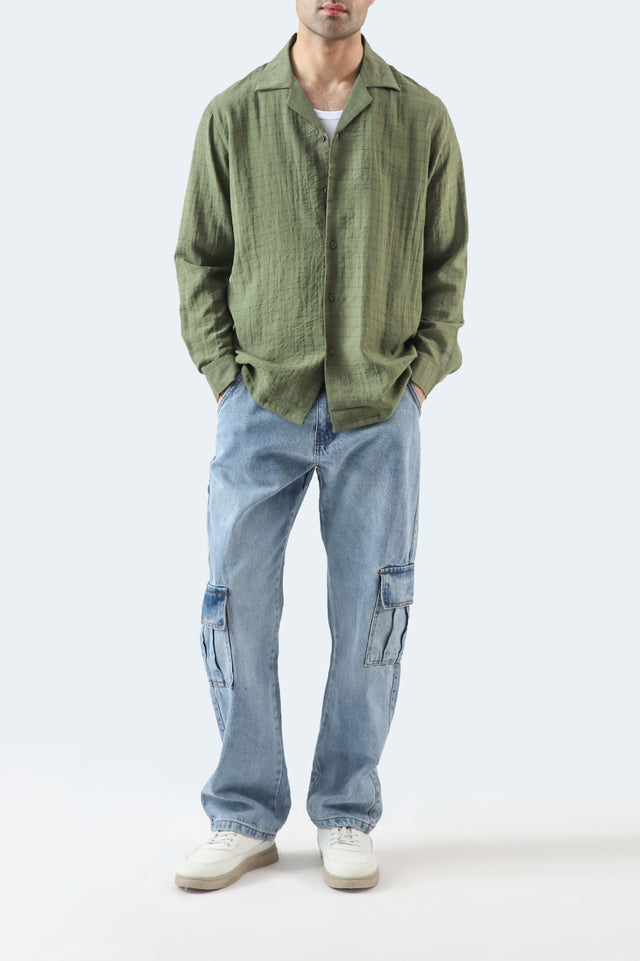Cuban Collar Striped Shirt