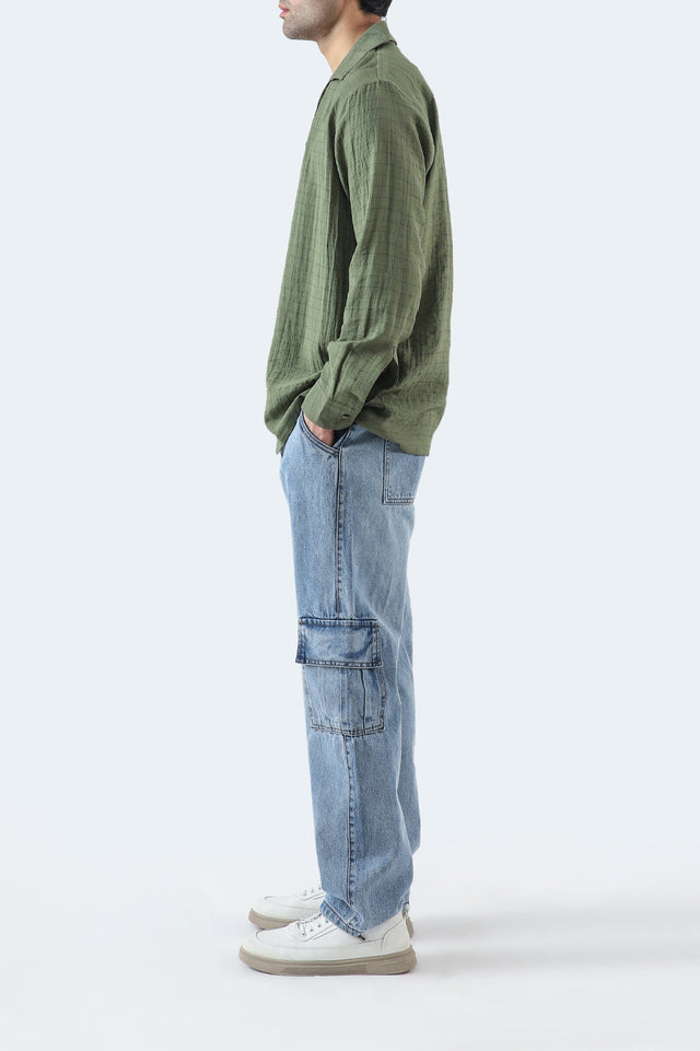 Cuban Collar Striped Shirt