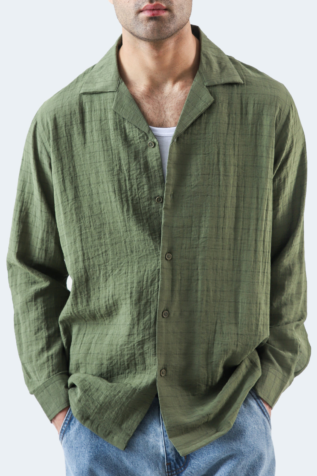 Cuban Collar Striped Shirt