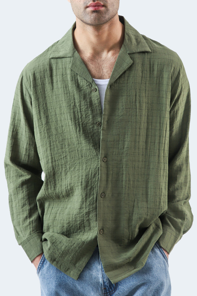 Cuban Collar Striped Shirt