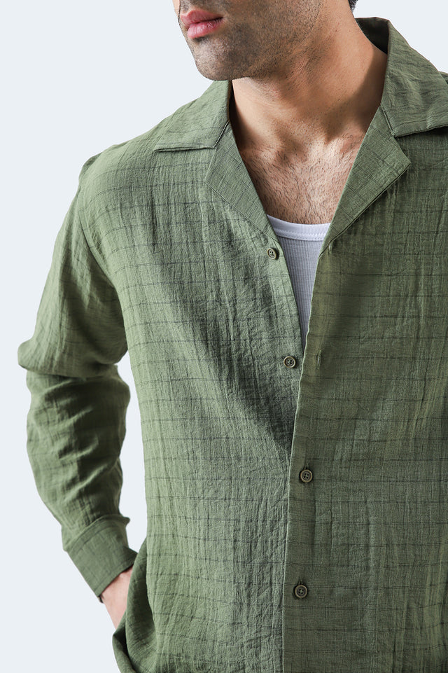 Cuban Collar Striped Shirt
